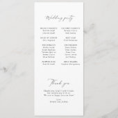 Modern Minimalistisch Script Monogram Flat Program Programmakaart (Achterkant)