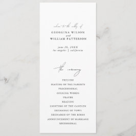 Modern Minimalistisch Script Monogram Flat Program Programmakaart