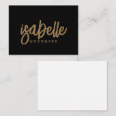 Modern minimalistisch script Monogram Gold Black Notitiekaartje (Voorkant / Achterkant)