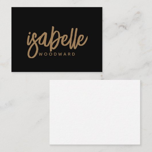 Modern minimalistisch script Monogram Gold Black Notitiekaartje (Voorkant / Achterkant)