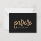 Modern minimalistisch script Monogram Gold Black Notitiekaartje (Voorkant)