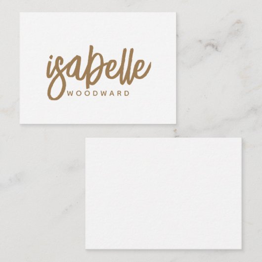 Modern minimalistisch script Monogram Gold Black Notitiekaartje (Voorkant / Achterkant)