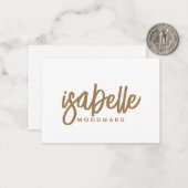 Modern minimalistisch script Monogram Gold Black Notitiekaartje (Voorkant / Achterkant in situ)