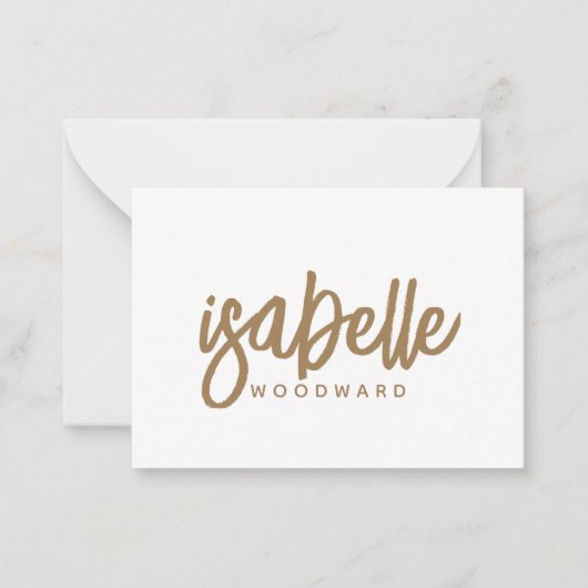 Modern minimalistisch script Monogram Gold Black Notitiekaartje (Voorkant)