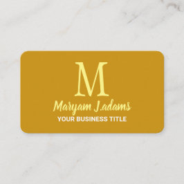 Modern minimalistisch script monogram mosterd geel visitekaartje