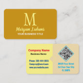 Modern minimalistisch script monogram mosterd geel visitekaartje (Voorkant / Achterkant)