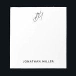 Modern minimalistisch Script Monogram wit Notitieblok<br><div class="desc">Houd al uw nota's georganiseerd met dit moderne minimalistische notitieblok van het manuscriptmonogram. Met een stijlvol en eenvoudig ontwerp is dit notitieblok ideaal voor gebruik thuis,  in de kantoor of onderweg. De witte achtergrond en de klantgerichte manuscriptmonogram maken dit notitieblok een stijlvolle toevoeging aan om het even welke werkruimte.</div>