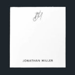 Modern minimalistisch Script Monogram wit Notitieblok<br><div class="desc">Houd al uw nota's georganiseerd met dit moderne minimalistische notitieblok van het manuscriptmonogram. Met een stijlvol en eenvoudig ontwerp is dit notitieblok ideaal voor gebruik thuis,  in de kantoor of onderweg. De witte achtergrond en de klantgerichte manuscriptmonogram maken dit notitieblok een stijlvolle toevoeging aan om het even welke werkruimte.</div>