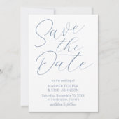 Modern minimalistisch Script-mosterd Blauw opslaan Aankondiging (Voorkant)