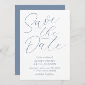 Modern minimalistisch Script-mosterd Blauw opslaan Aankondiging (Voorkant / Achterkant)