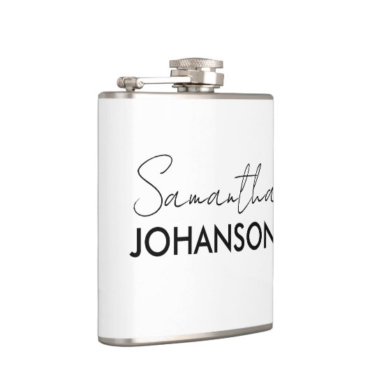 Modern Minimalistisch Script Naam monogram Heupfles (Rechts)