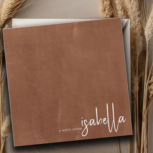 Modern minimalistisch script naam notitie van caca notitiekaartje