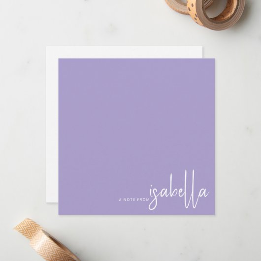 Modern minimalistisch script naam notitie van lave notitiekaartje (Voorkant / Achterkant in situ)