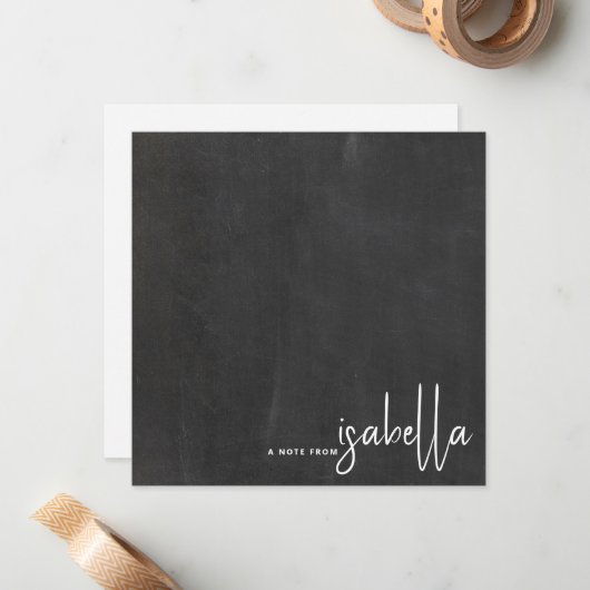 Modern minimalistisch script naam notitie van scho notitiekaartje (Voorkant / Achterkant in situ)