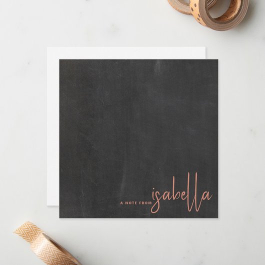 Modern minimalistisch script naam notitie van scho notitiekaartje (Voorkant / Achterkant in situ)