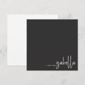 Modern minimalistisch script naam notitie van zwar notitiekaartje (Voorkant / Achterkant)