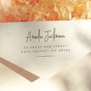 Modern & minimalistisch script naam retouradres rubberstempel