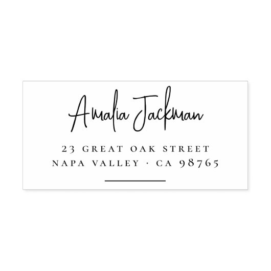 Modern & minimalistisch script naam retouradres rubberstempel (Afrduk)