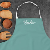 Modern minimalistisch script naam stijlvol Blauwgr Schort