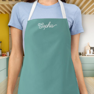 Modern minimalistisch script naam stijlvol Blauwgr Schort