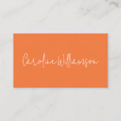 Modern Minimalistisch Script Name Oranje Uniek Visitekaartje (Voorkant)