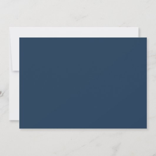 Modern Minimalistisch Script Navy Blue foto doop Kaart (Achterkant)