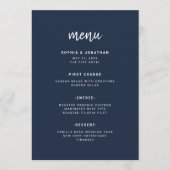 Modern minimalistisch Script Navy Blue | Weddensch Menu (Voorkant)