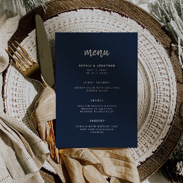 Modern minimalistisch Script Navy Blue | Weddensch Menu