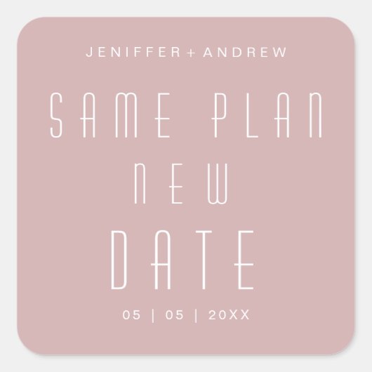 modern minimalistisch script nieuwe trouwdatum vierkante sticker (Voorkant)