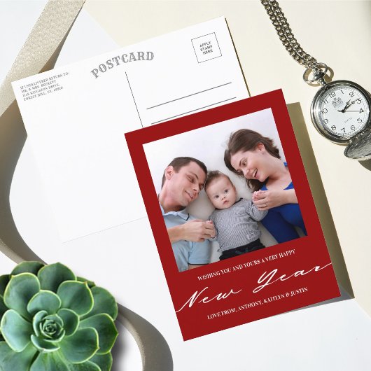 Modern minimalistisch script nieuwjaar feestdagenkaart