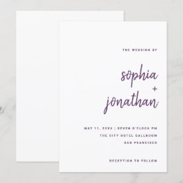 Modern minimalistisch script Paarse op wit | Bruil Kaart