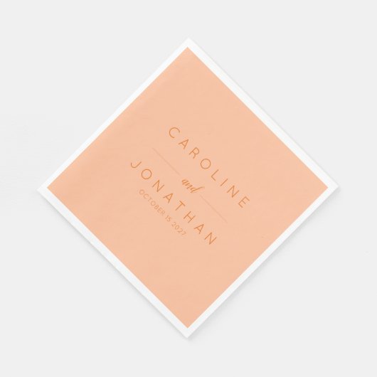 Modern minimalistisch script Peach Custom Wedding Servet (Hoek)