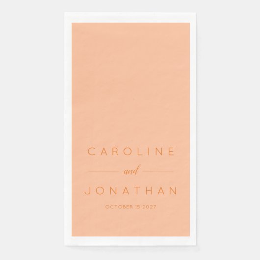 Modern minimalistisch script Peach Custom Wedding Servet (Voorkant)