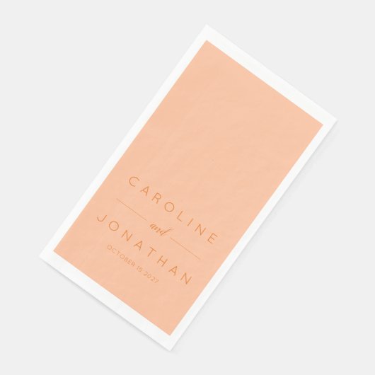 Modern minimalistisch script Peach Custom Wedding Servet (Hoek)