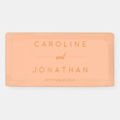 Modern minimalistisch script Peach Custom Wedding Spandoek (Horizontaal)