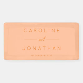 Modern minimalistisch script Peach Custom Wedding Spandoek