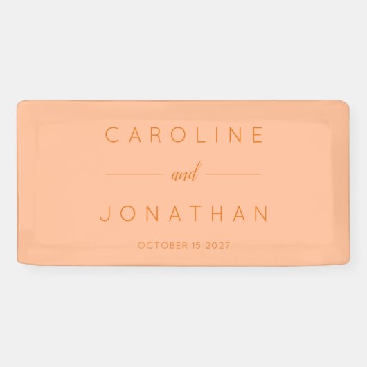 Modern minimalistisch script Peach Custom Wedding Spandoek (Horizontaal)