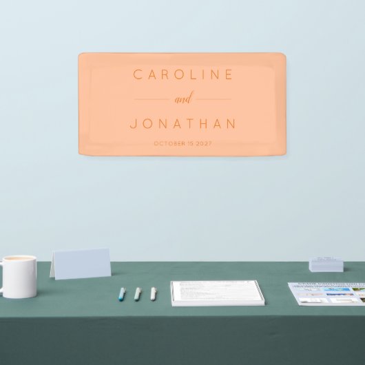 Modern minimalistisch script Peach Custom Wedding Spandoek (Beurs)