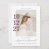 Modern minimalistisch script Plum kleur bruiloft f Save The Date (Voorkant)