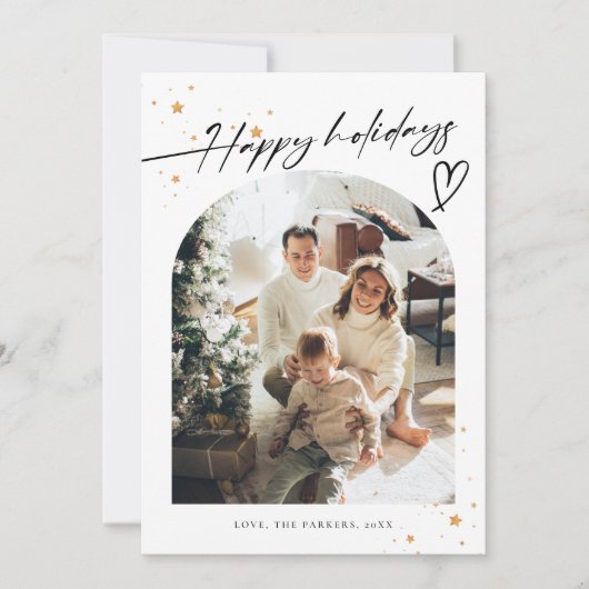 Modern Minimalistisch Script Prettig Kerstfeest 5  Feestdagenkaart (Voorkant)