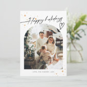 Modern Minimalistisch Script Prettig Kerstfeest 5  Feestdagenkaart (Staand voorkant)