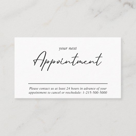 Modern minimalistisch script Professional Afsprakenkaartje (Voorkant)