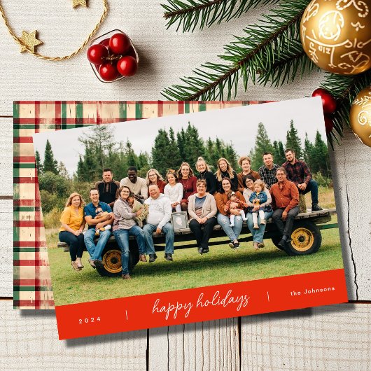 Modern minimalistisch script Red Christmas Feestdagenkaart