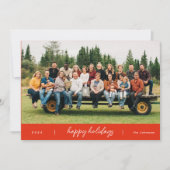 Modern minimalistisch script Red Christmas Feestdagenkaart (Voorkant)