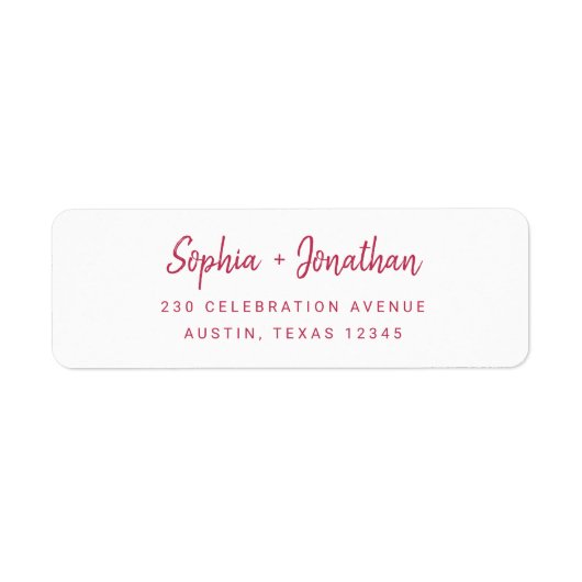 Modern minimalistisch script | Retouradres bruilof Etiket (Voorkant)