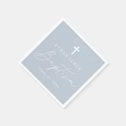 Modern minimalistisch script robuust blauw aptisme servet (Hoek)