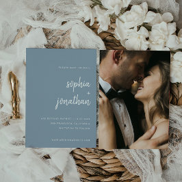 Modern minimalistisch script robuust blauw | Foto  Save The Date