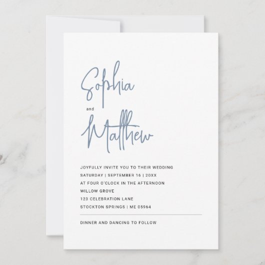 Modern minimalistisch script robuust blauw | Wedde Kaart (Voorkant)