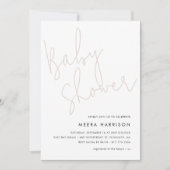 Modern minimalistisch script roze Baby shower Kaart (Voorkant)