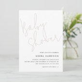 Modern minimalistisch script roze Baby shower Kaart (Staand voorkant)